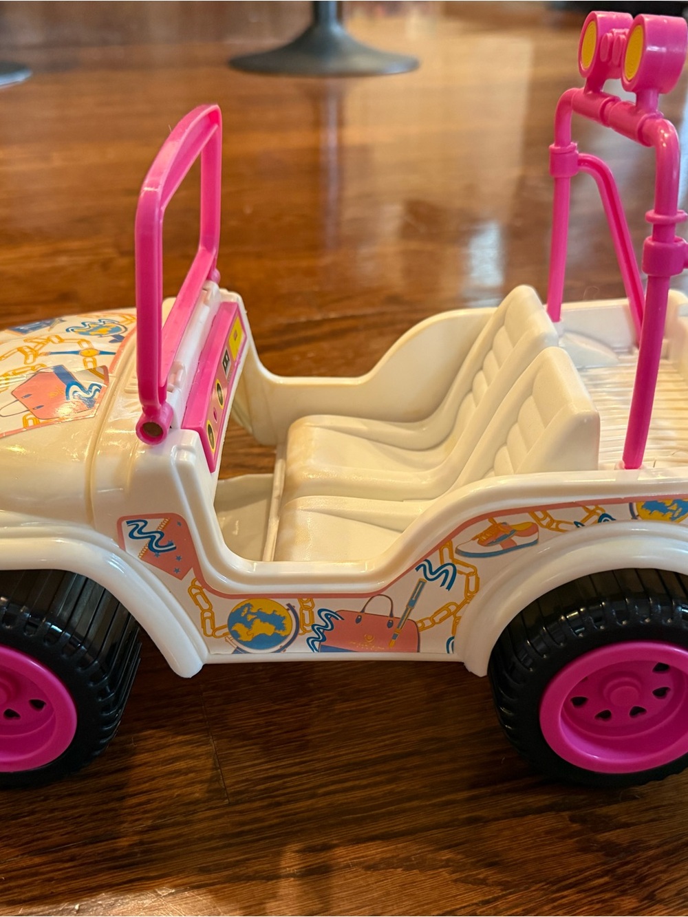 Barbie White and Bright Pink Convertible Play Jeep, Vintage 90s